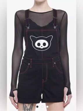 Skelanimals Kit Stitch Contrast Stitch Shortalls from Hot topic